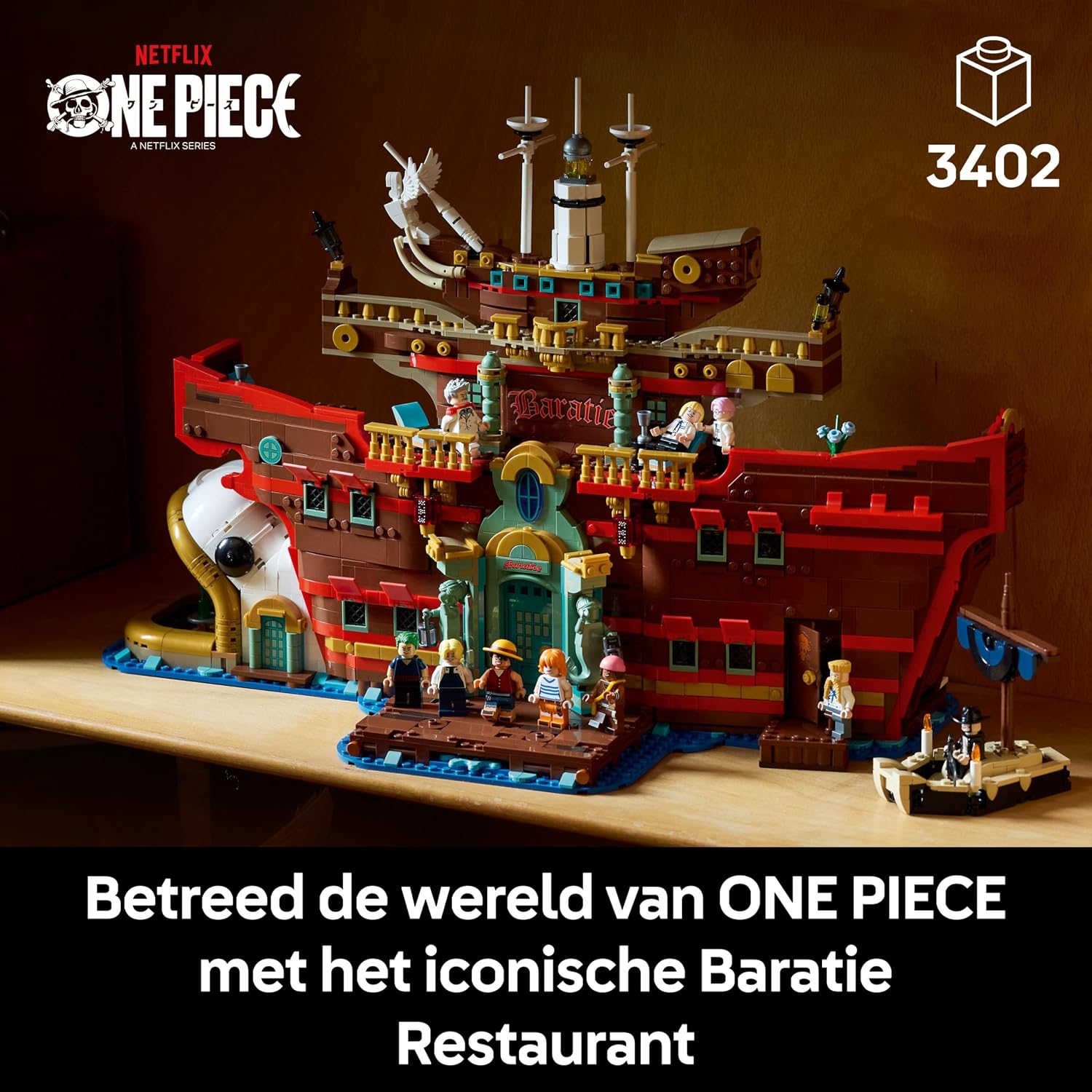 Detalle de LEGO ONE PIECE 75640 Het drijvende restaurant Baratie bouwset met 10 minifiguren