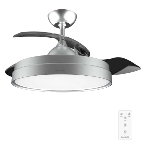 Detalle de Cecotec EnergySilence Aero 4280 Invisible Steel: ventilador de techo con aspas retráctiles y lámpara, 40 W