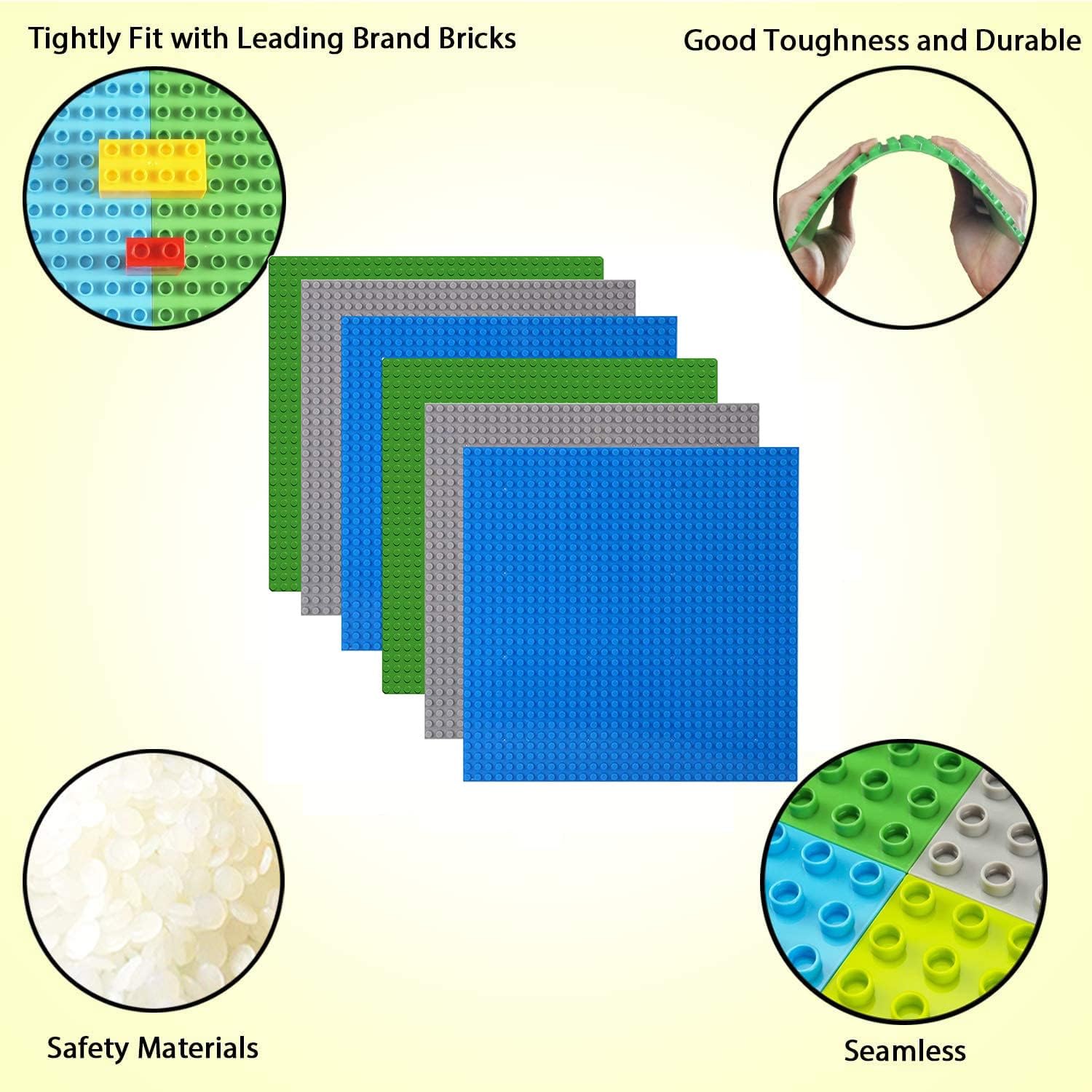 Thumbnail 2 de Hiegvor 6 Grundplatten kompatibel mit Bauplatte Classic (25,5 x 25,5 cm) – grün, blau, grau