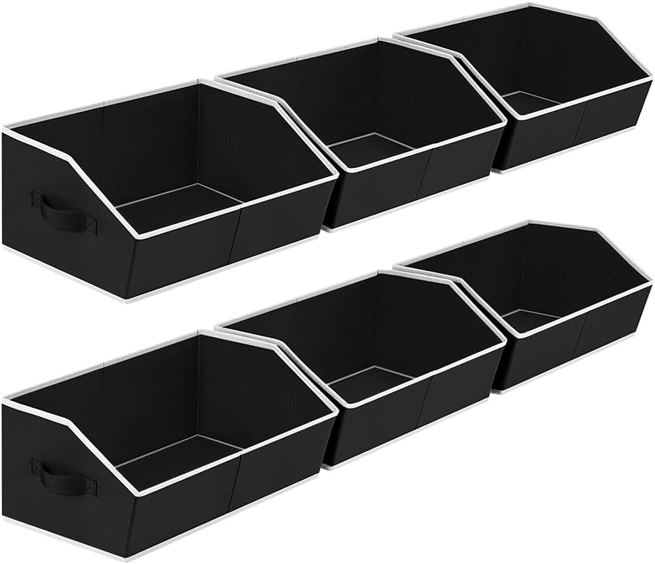 Detalle de Homsorout closet organizer - 4 Trapezoid Storage Bins, 6-Pack, Black Fabric