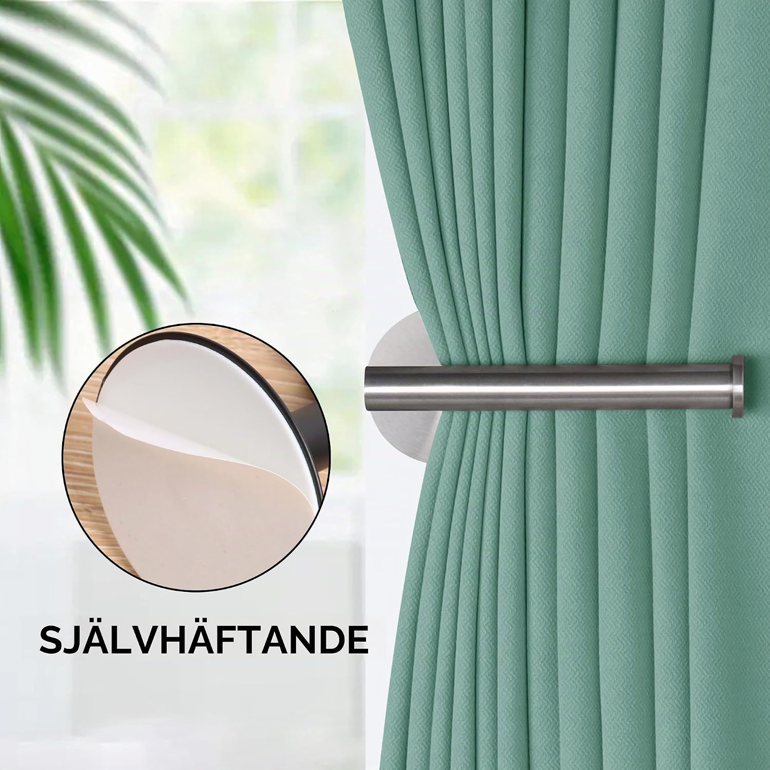 Detalle de OCIOLI Curtain Tiebacks – självhäftande gardinhållare i metall, 2-pack