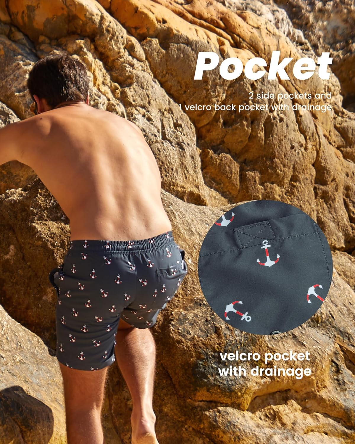Detalle 2 de Maamgic Costume Uomo Mare - Asciugatura Veloce con Tasche e Fodera in Mesh