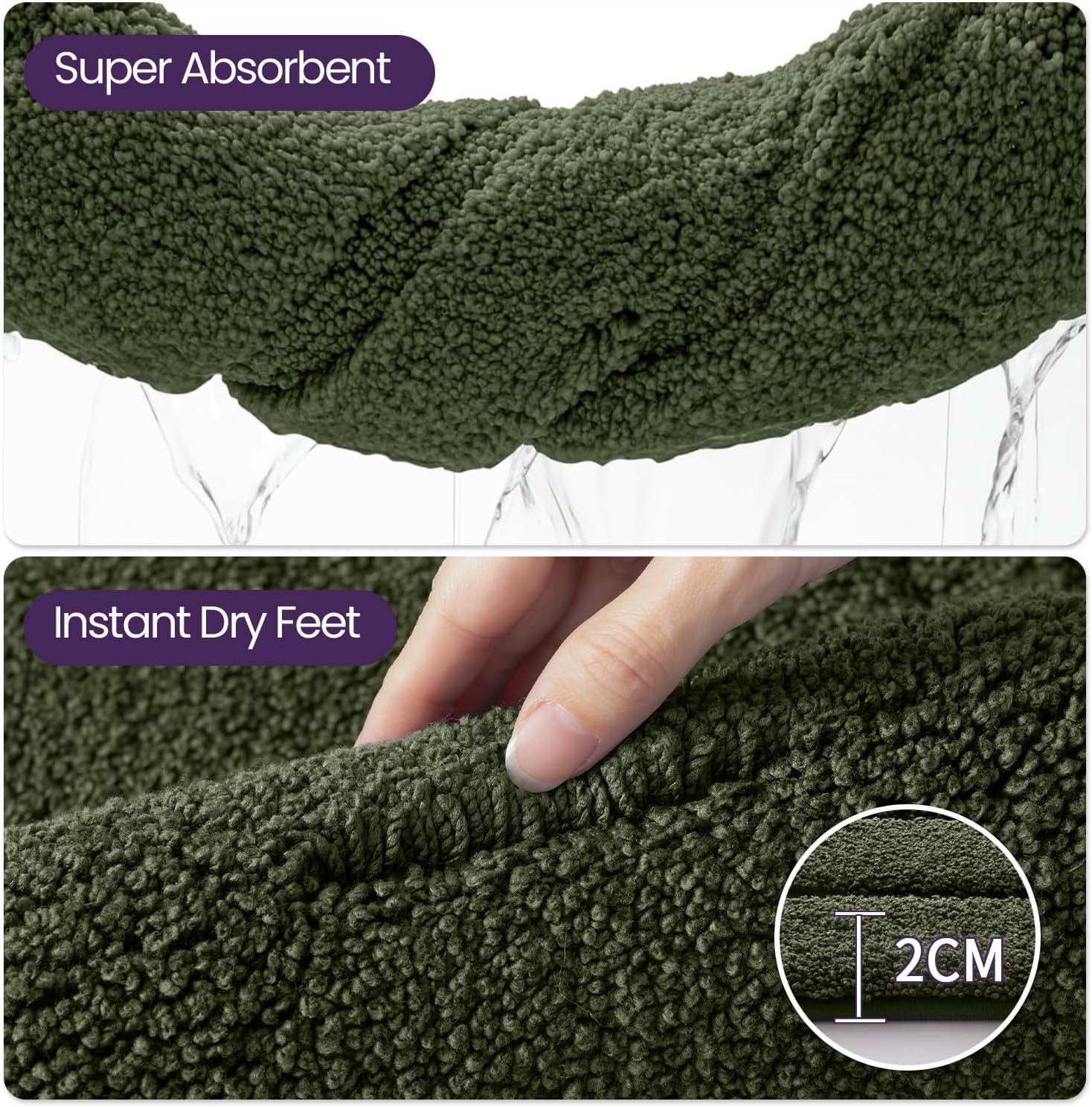 Thumbnail 6 de DEXI Bath Mat 60 x 110 cm in green – extra soft, absorbent microfiber with non-slip backing
