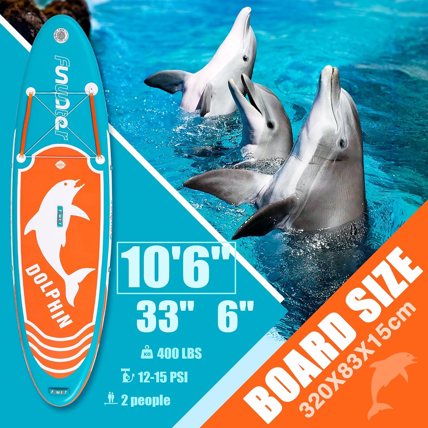Detalle de FunWater Inflatable Stand Up Paddle Board with Premium Accessories — 11'6" / 11' / 10'6