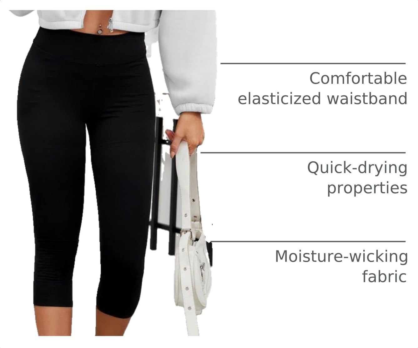 Detalle 2 de Blisset Women's High Waisted Capri with Buttery Soft Tummy Control
