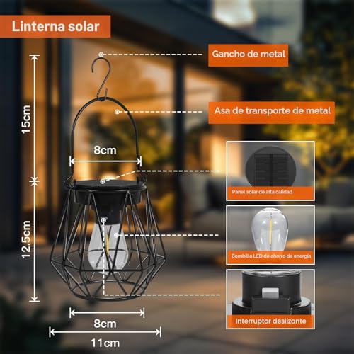 Thumbnail 3 de Ketom – 2 Farolillos Solares Exterior Hexagonales IP65, Colgantes/De Pie