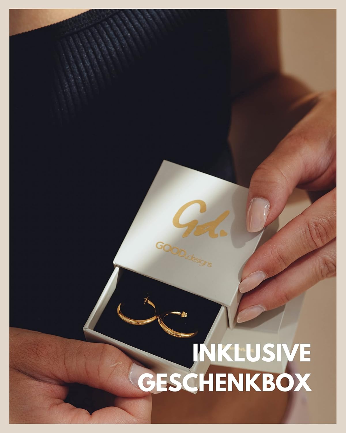 Thumbnail 5 de Goldene 18-Karat Creolen (28 mm) aus Edelstahl – wasserfest für Damen