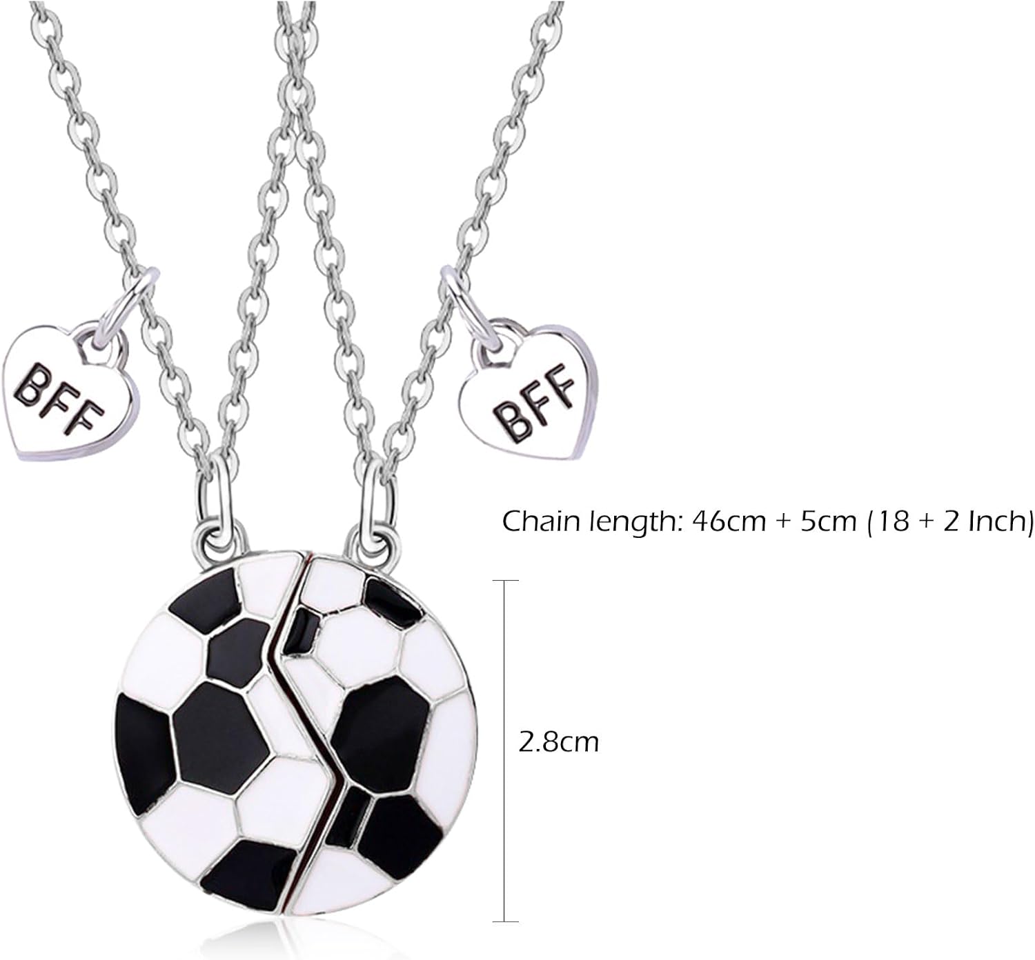 Detalle 2 de CERSLIMO Best Friend Necklaces: 2-Piece Football & Basketball Gift Set