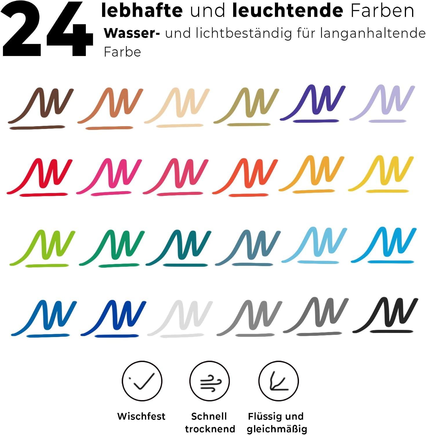 Detalle 2 de DIYIDEA Acrylstifte 24 Farben mit Doppelspitze – wasserbasiert, schnell trocknend für Steine, Holz, Glas, Keramik & mehr
