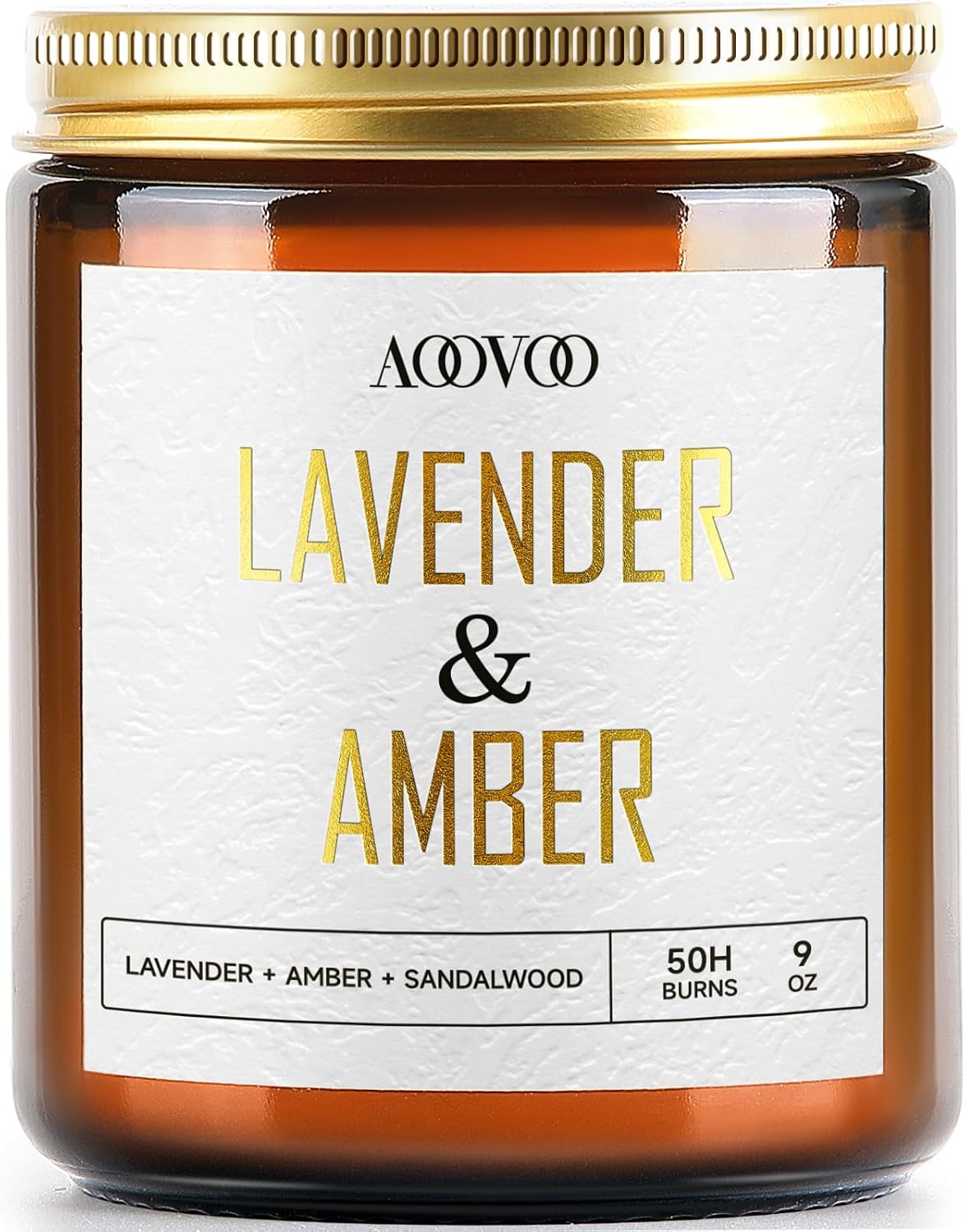 Detalle de AOOVOO Lavender Amber Candles - 9 oz Scented Soy Candle for Home Ambiance