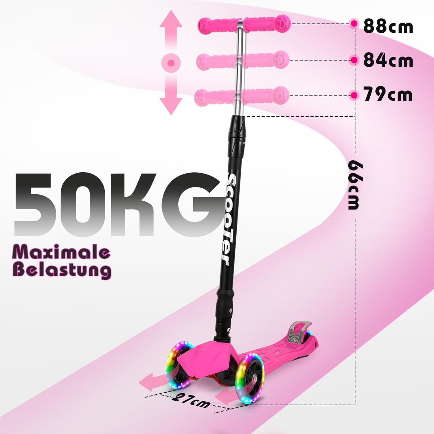 Thumbnail 6 de Fiqops Monopattino per bambini 3–12 anni: ruote LED, altezza regolabile e pieghevole