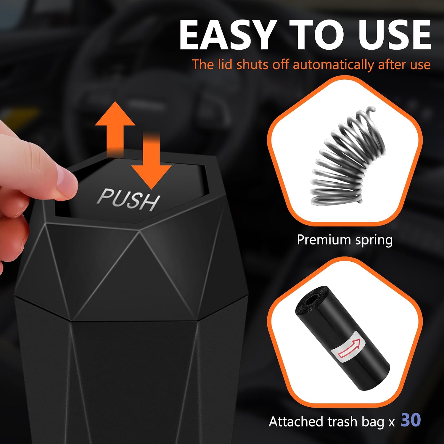 Thumbnail 1 de OUDEW Car Trash Can with Lid - 2-Pack: Leakproof, Compact Organizer with 30 Bags