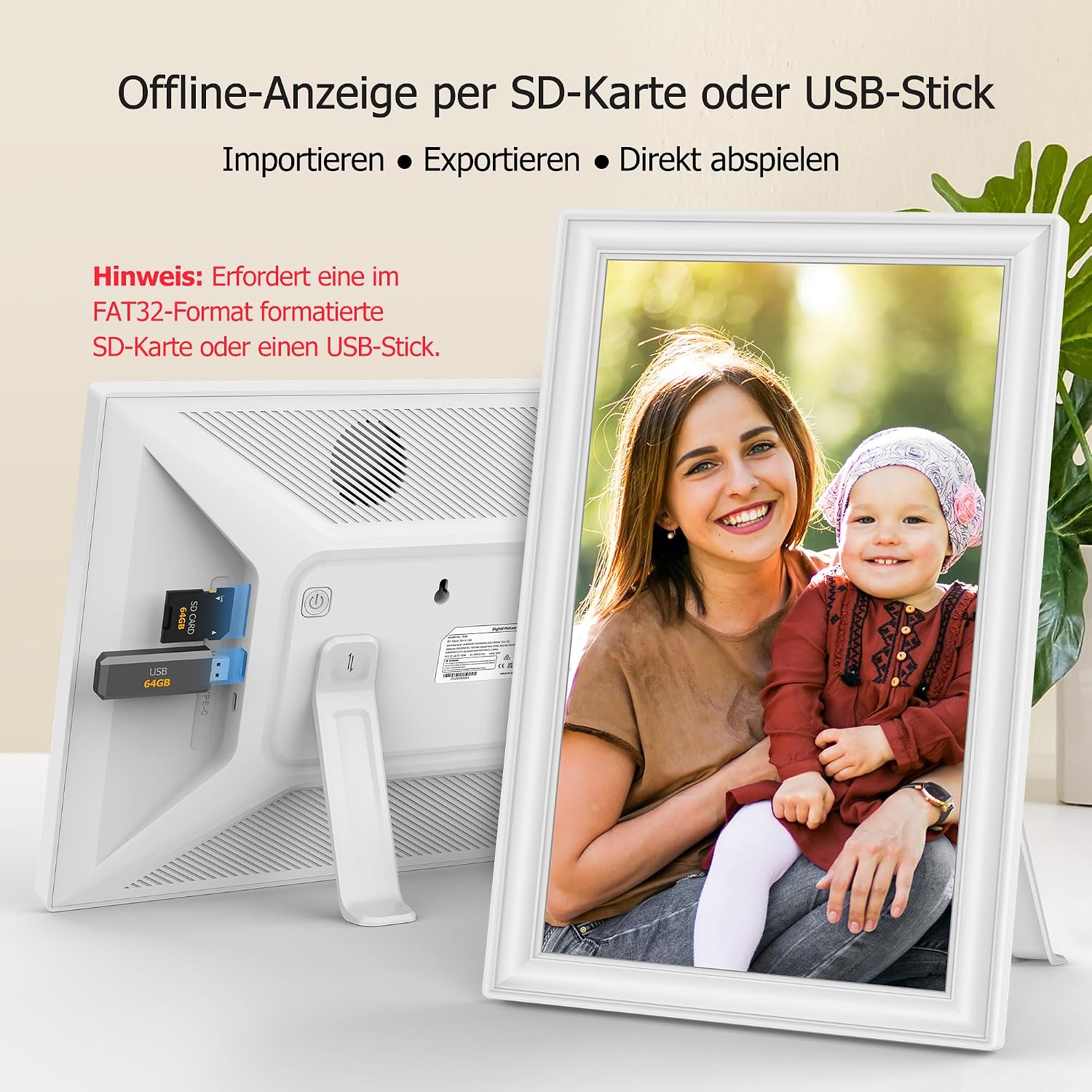 Detalle 2 de 64GB FRAMEO 15,6 Zoll Digitaler Bilderrahmen von Yalilia – FHD IPS Touchscreen, Auto Rotation