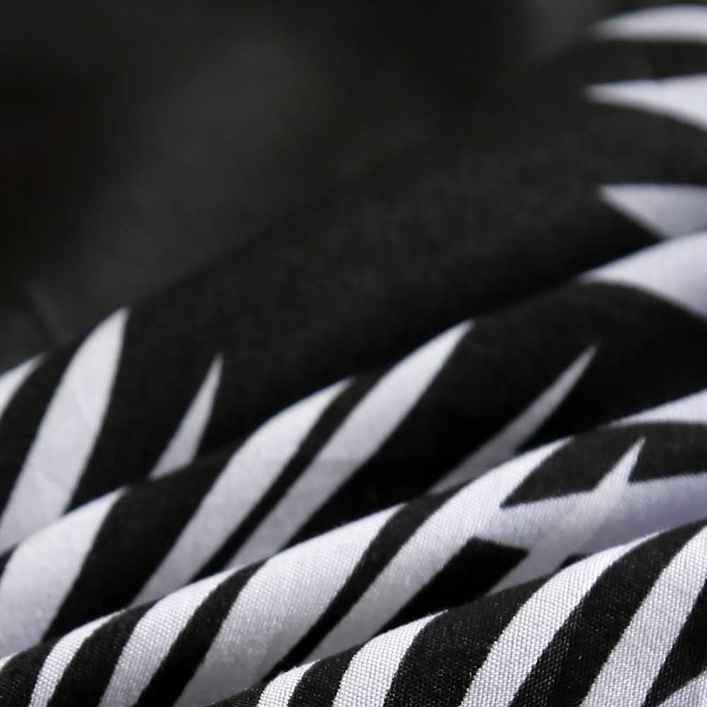 Detalle 2 de Michorinee Housse de Couette 220x240 Motif Feuilles de Palmier Tropicales Noir et Blanche – Parure de lit réversible avec 2 Taies 65x65 cm