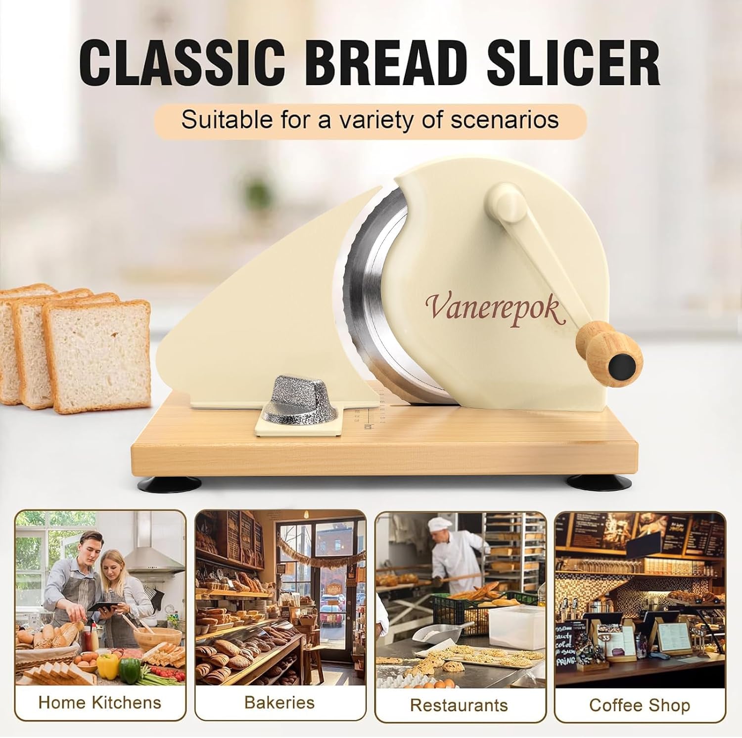 Detalle 2 de vanerepok Manual Bread Slicer for Homemade Sourdough Bread (Adjustable Width, Stainless Steel)