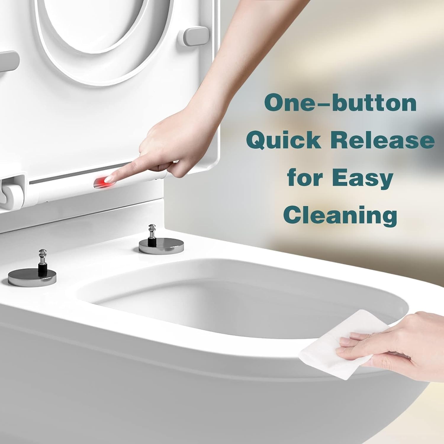 Thumbnail 3 de WOLTU 2-in-1 D-Shape Toilet Seat with Removable Child Seat, Soft Close, Quick Release and Adjustable Hinges