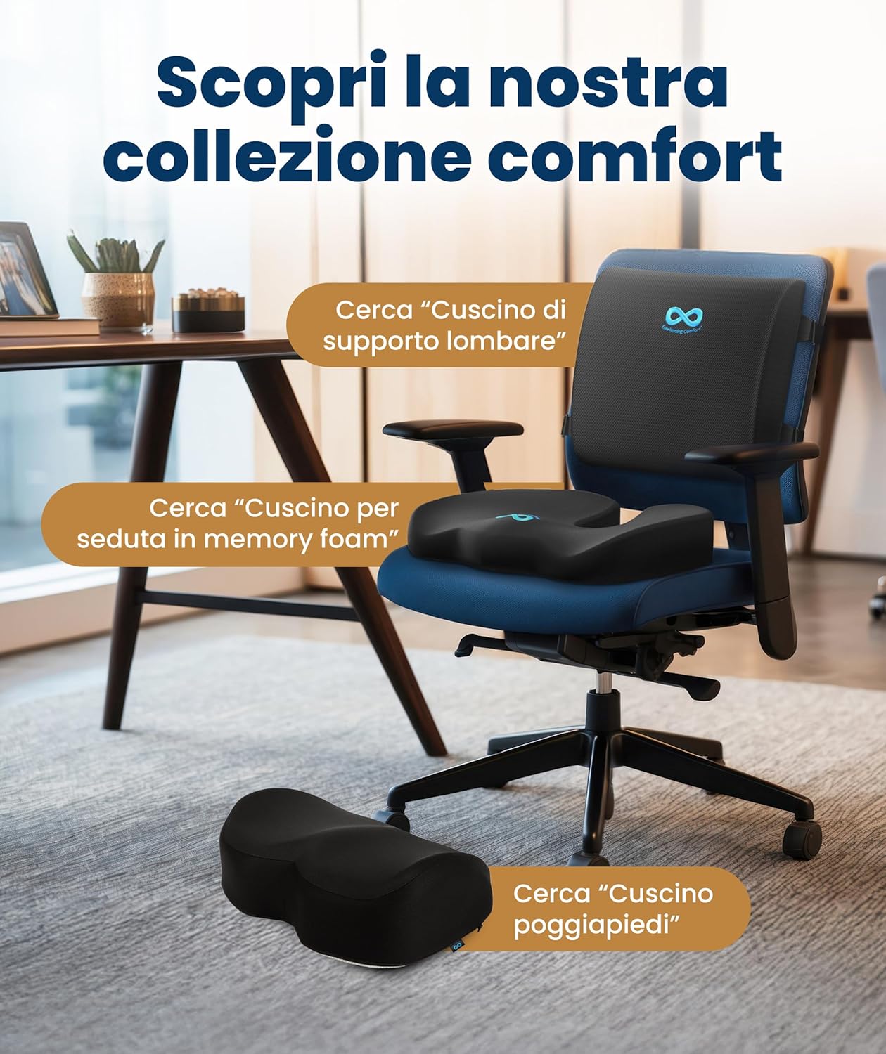 Thumbnail 6 de Everlasting Comfort Cuscino Seduta Memory Foam – supporto ergonomico a U per ufficio, auto e viaggio (Grande, Nero)