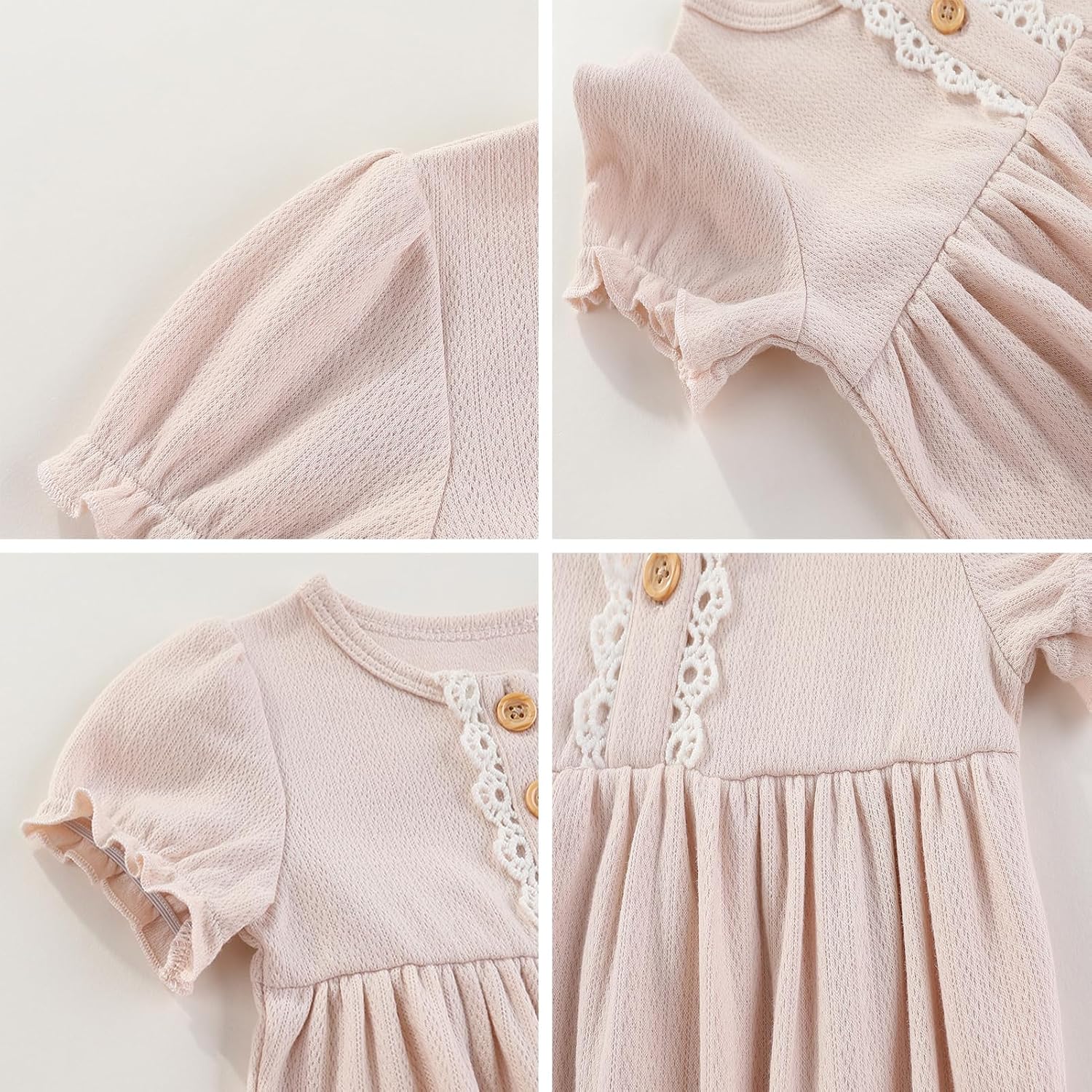 Thumbnail 4 de Ecojoy Baby Girl 3-Piece Grow Bodysuit Set with Long/Short Sleeves and 3 Headbands/Hats