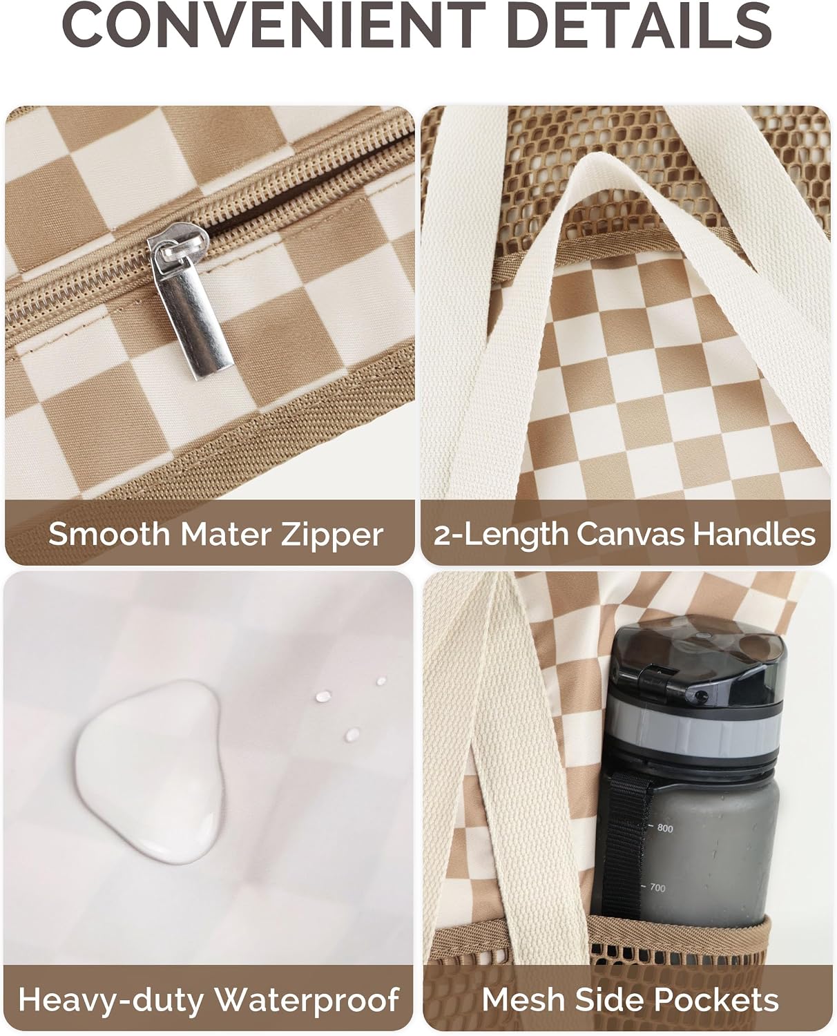 Thumbnail 5 de HOMESPON Strandtasche Damen mit Reißverschluss – Große, wasserdichte Netz-Strandtasche für Familie