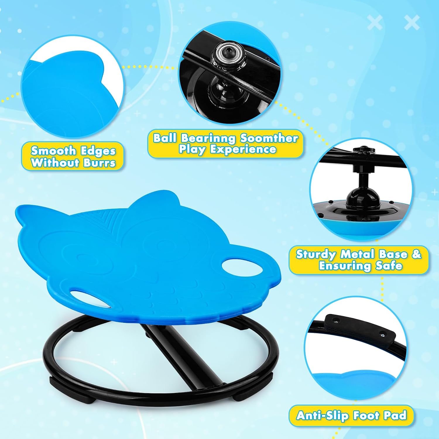 Thumbnail 3 de Spinning Chair for Autistic Kids – Owl Swivel Sensory Chair (Sky Blue)