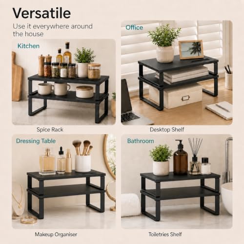 Thumbnail 8 de DOMSHOCT Dual Monitor Stand Riser with 3 Configurations — Adjustable, Stackable Carbon Steel Desk Organiser