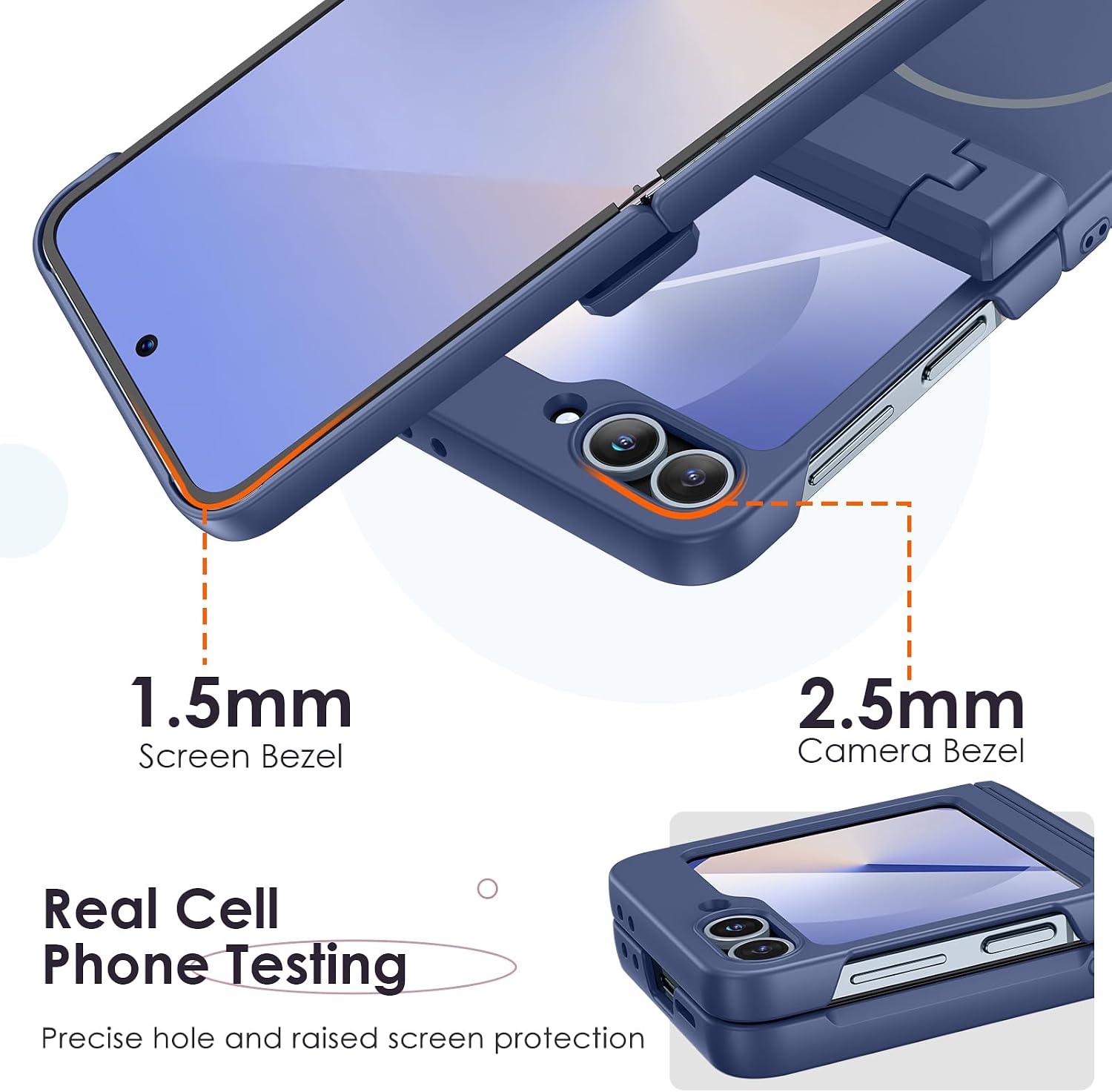 Thumbnail 6 de Hweggo Case for Galaxy Z Flip 6 / 7FE: Magnetic Charging, Hinge Protection and Built-in Screen Protector (Blue)