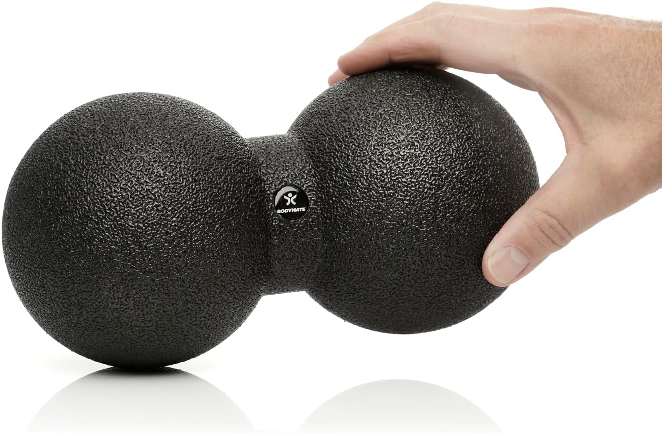 Thumbnail 6 de BODYMATE Set mit großem Faszien-Ball (12 cm) und großem Faszien-DUO-Ball (12×24 cm), Schwarz – Selbstmassage-Bälle für Faszientraining