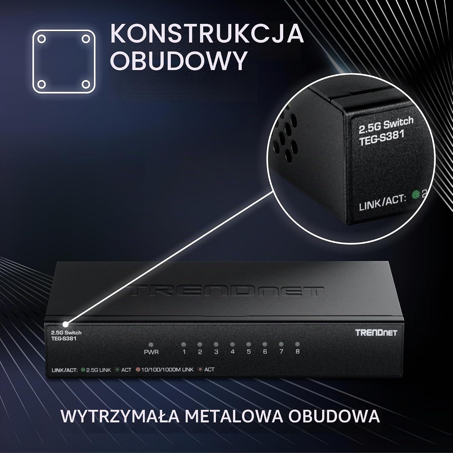 Thumbnail 4 de TRENDnet TEG-S381 – 8-portowy przełącznik 2,5 Gb/s RJ45, bez wentylatora
