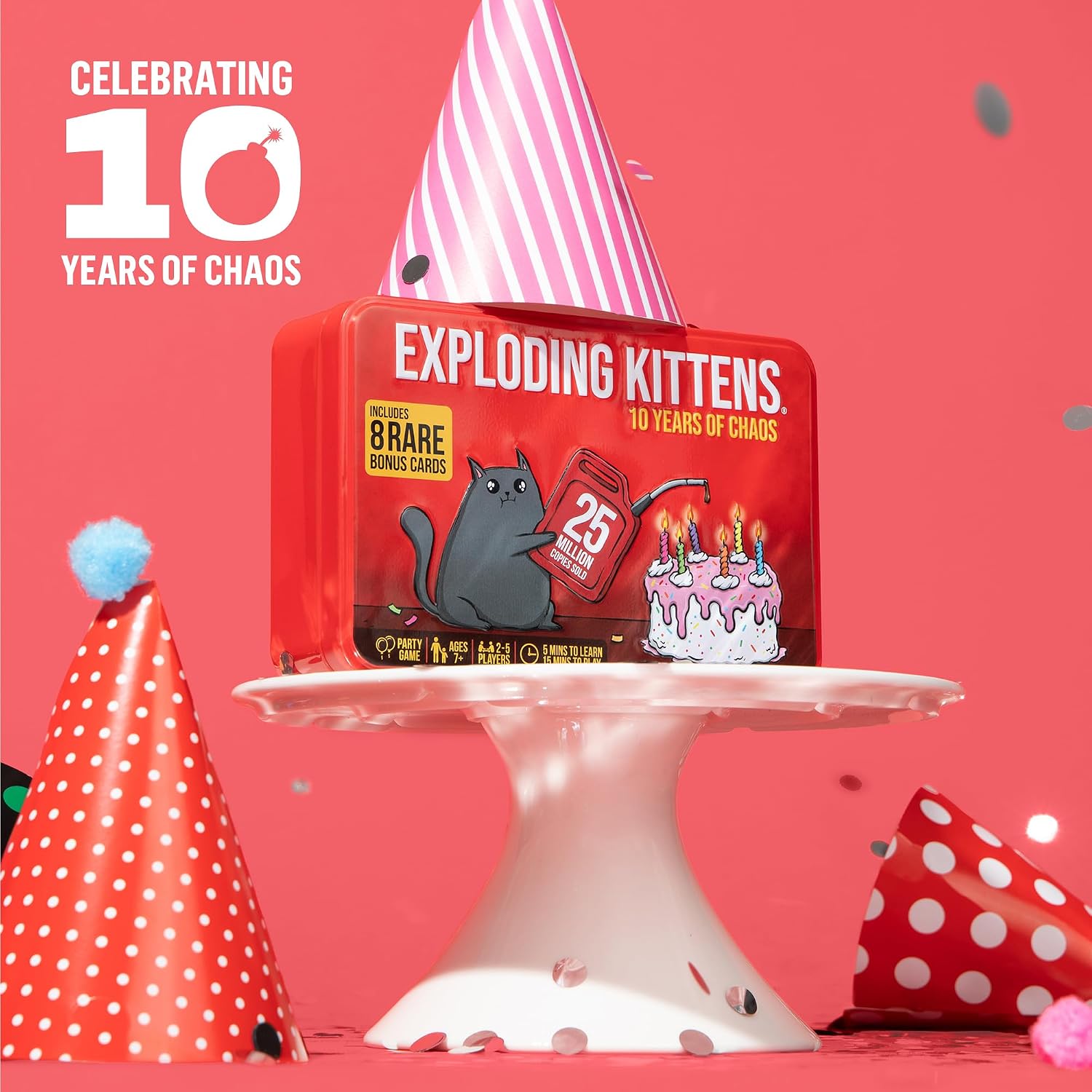 Thumbnail 2 de Exploding Kittens -10th Anniversary Collectible Tin (New Edition) – 8 Legacy Cards