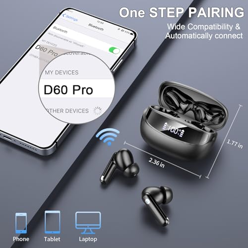 Detalle de 2026 Cuffie Bluetooth 5.4 Nerunsa: auricolari in-ear HiFi con 4 ENC, 50 ore e Display LED