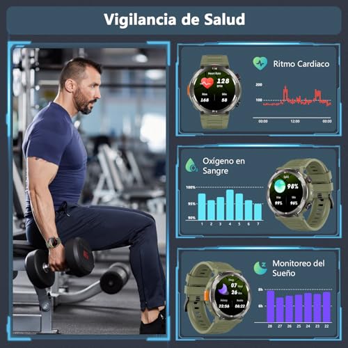Detalle de Baolubao Reloj Inteligente Hombre: Linterna, Brújula y Llamadas Bluetooth