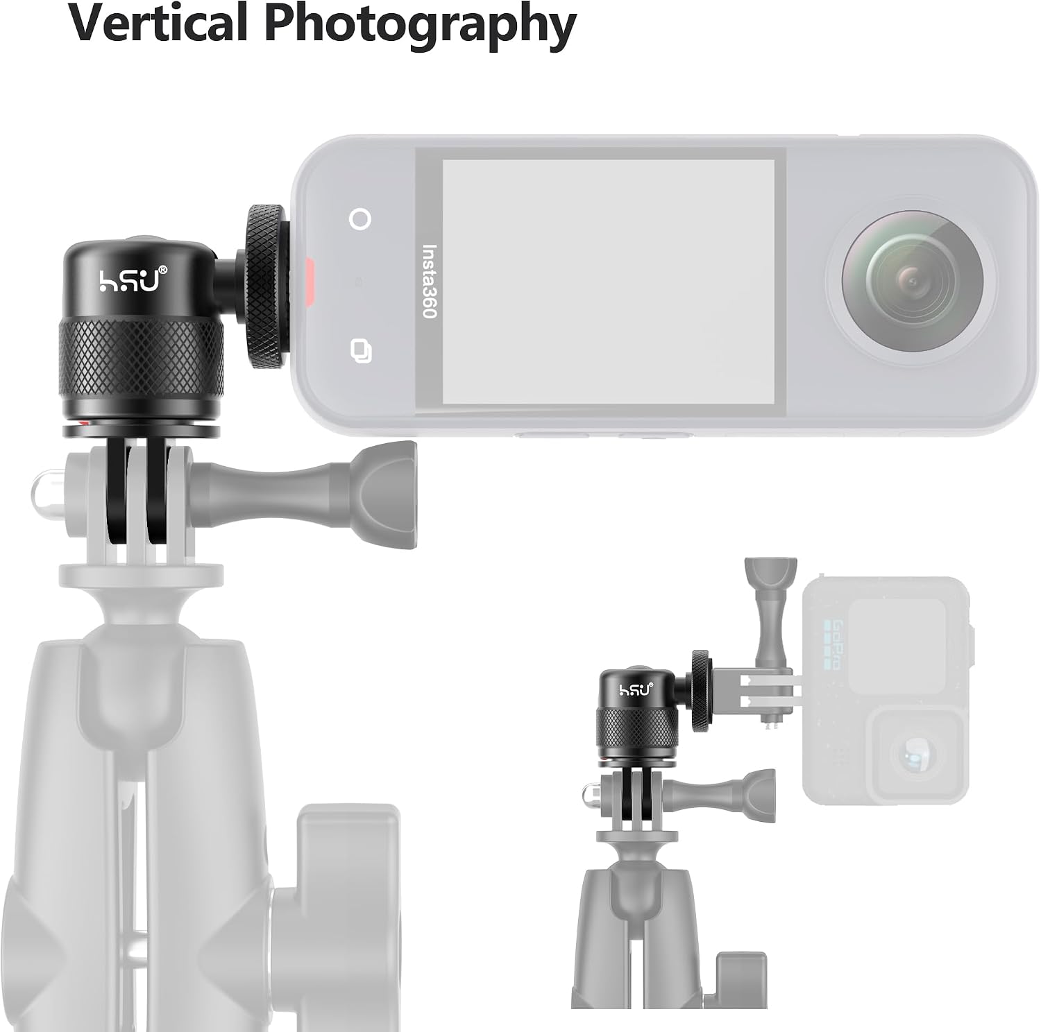 Detalle 2 de HSU Camera Adapter for Insta360 with 1/4-20 mount and adjustable aluminium head
