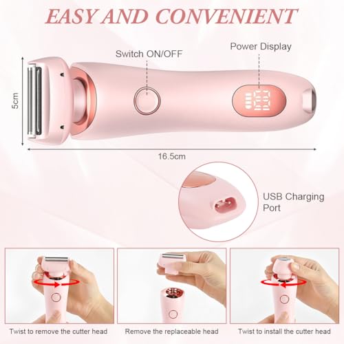 Detalle 2 de AOGOE Rasoio elettrico donna 2 in 1 per inguine e corpo 🪒