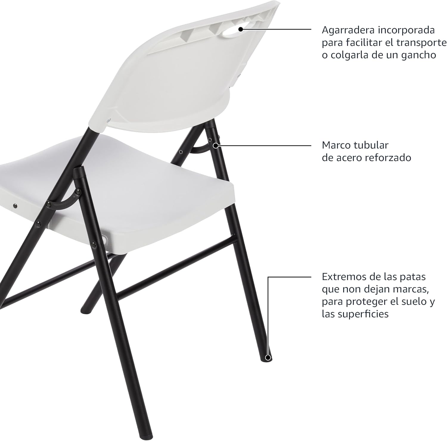 Thumbnail 4 de Amazon Basics Juego de 4 sillas plegables blancas 🪑 para camping y cocina