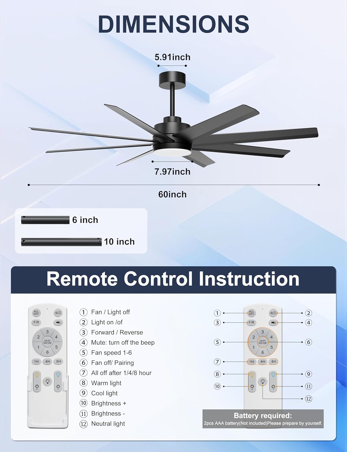 Thumbnail 6 de Ohniyou Ceiling Fan with Light, 60-inch