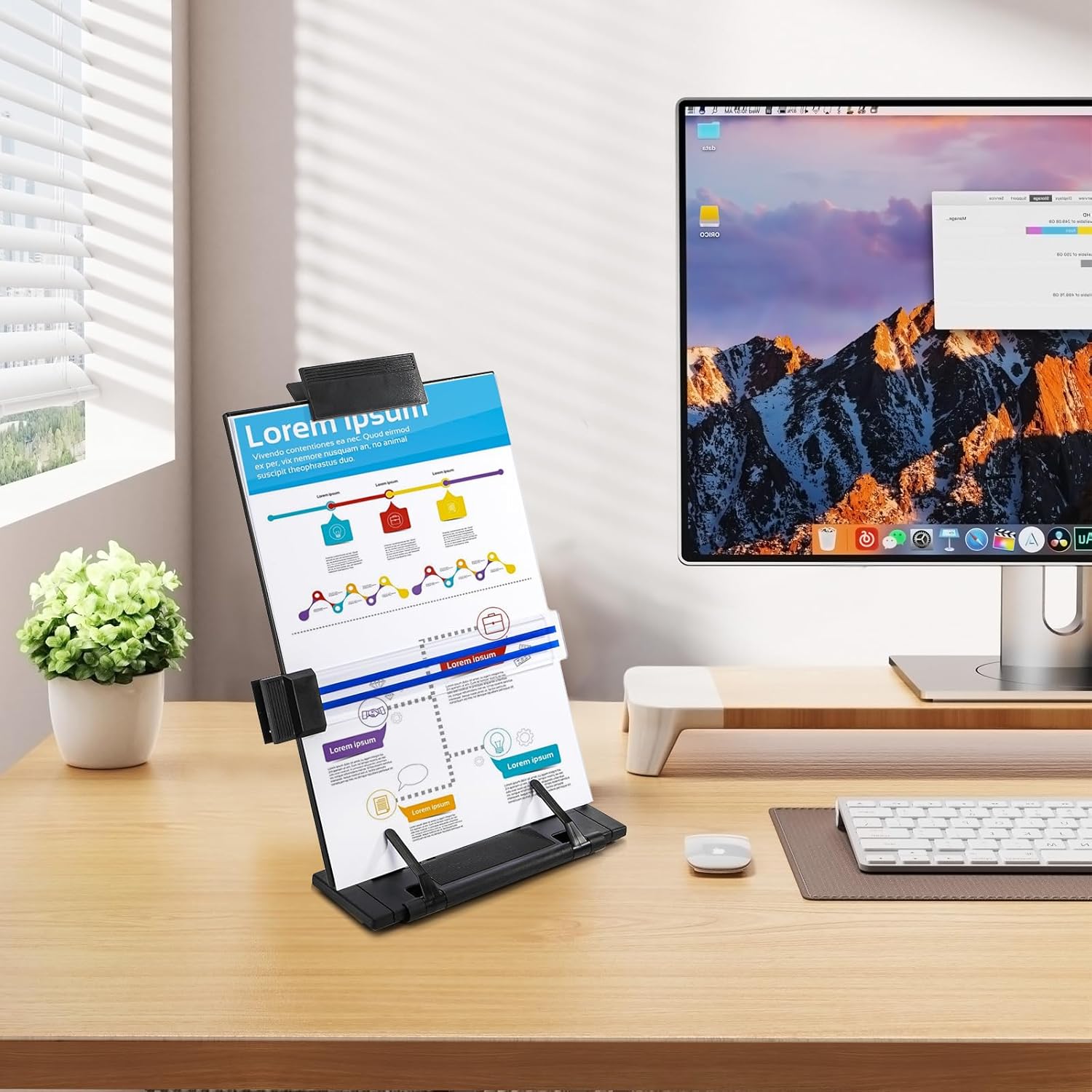 Thumbnail 6 de Lawei confezione da 2 portadocumenti da scrivania con clip regolabile e guida per linea per A4