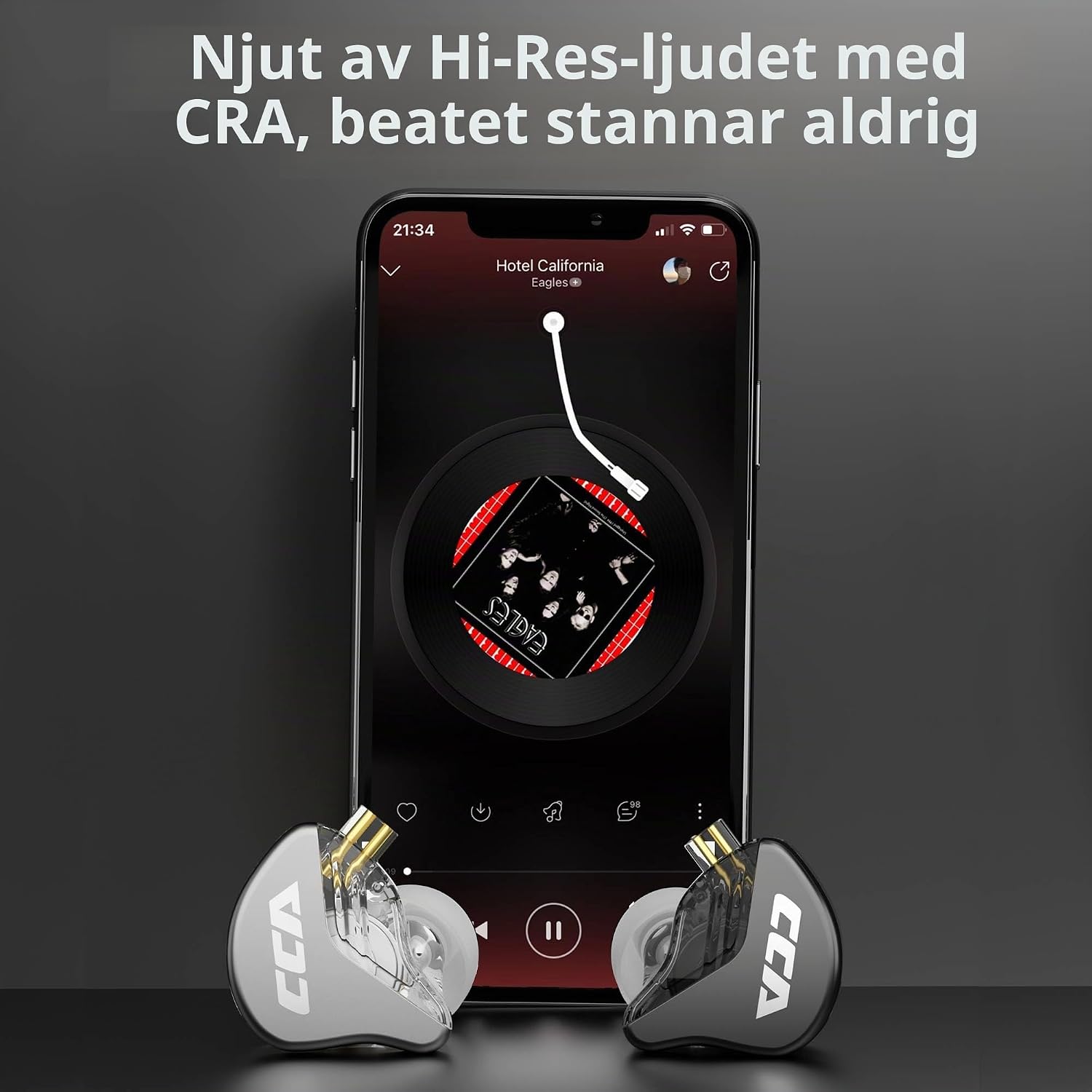 Detalle 1 de Keephifi CCA CRA in-ear-hörlurar med kabel, mikrofon och 10 mm-element