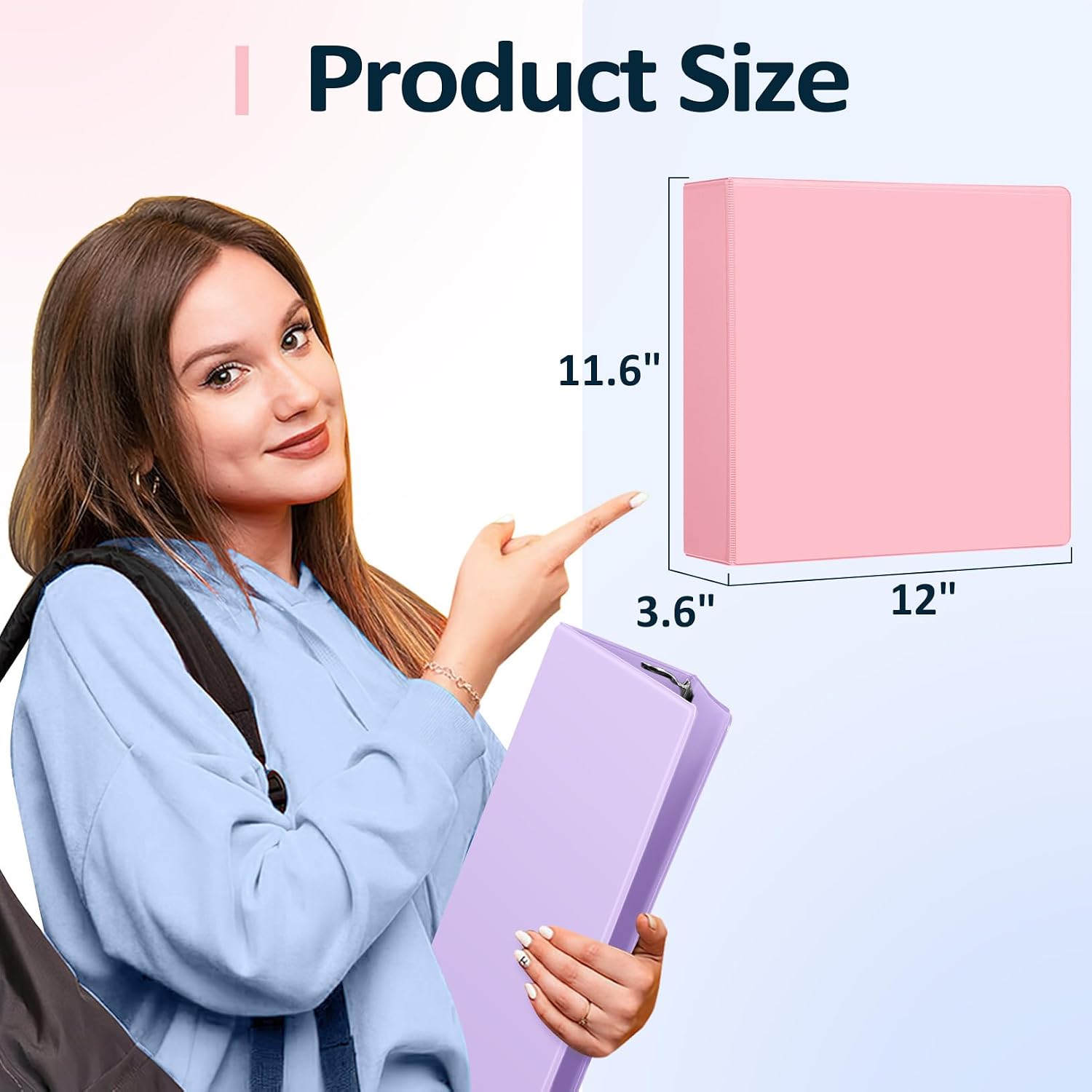 Detalle 2 de Sooez SZA1602-10401A 3-Inch D-Ring Binder, Navy Blue, Letter Size, 670+ Sheets