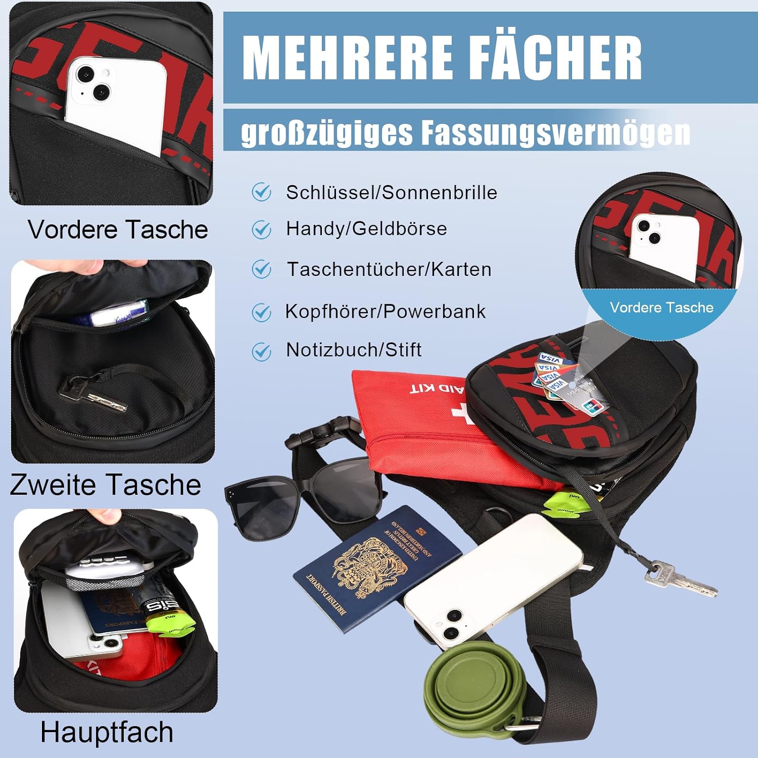Thumbnail 4 de Eshow Beintasche Motorrad – erweiterbare Oberschenkeltasche für Herren und Damen