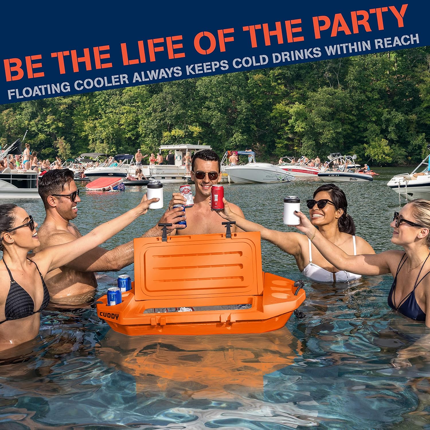 Detalle de CUDDY Floating Cooler and Dry Storage Vessel (40QT) – Amphibious Cooler for Land and Water