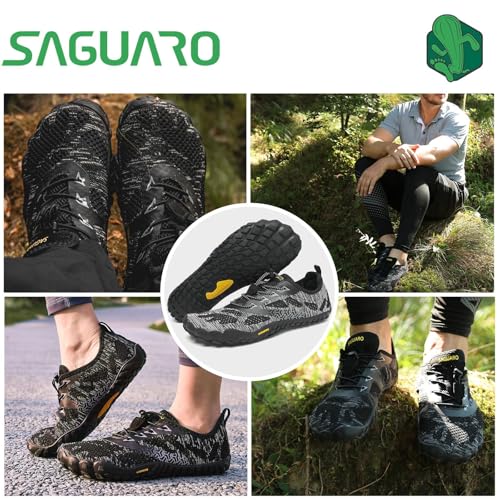 Detalle de SAGUARO Barefoot: Zapatillas de Trail Running Minimalistas para Hombre y Mujer, Ónix Negro 42 EU