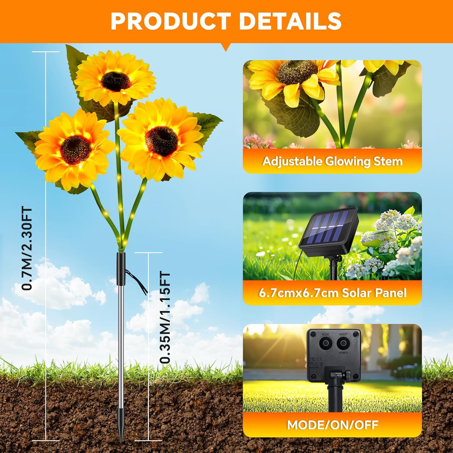 Thumbnail 4 de Liuyife 9-Flower Sunflower Solar Lights for outdoor gardens and paths (waterproof)