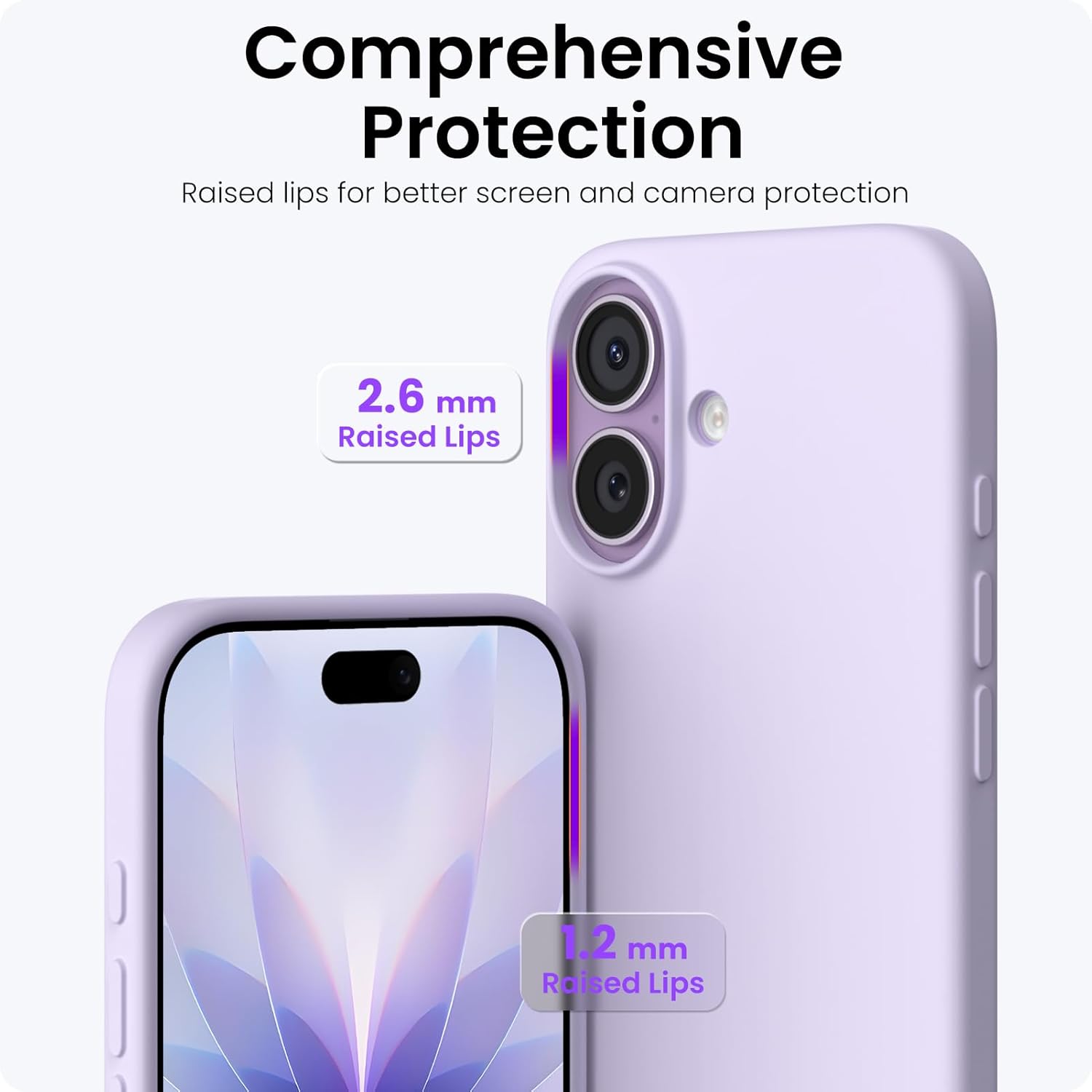 Thumbnail 3 de ORNARTO iPhone 17 Case (6.3) – Slim Liquid Silicone 4-Layer Cover in Lavender