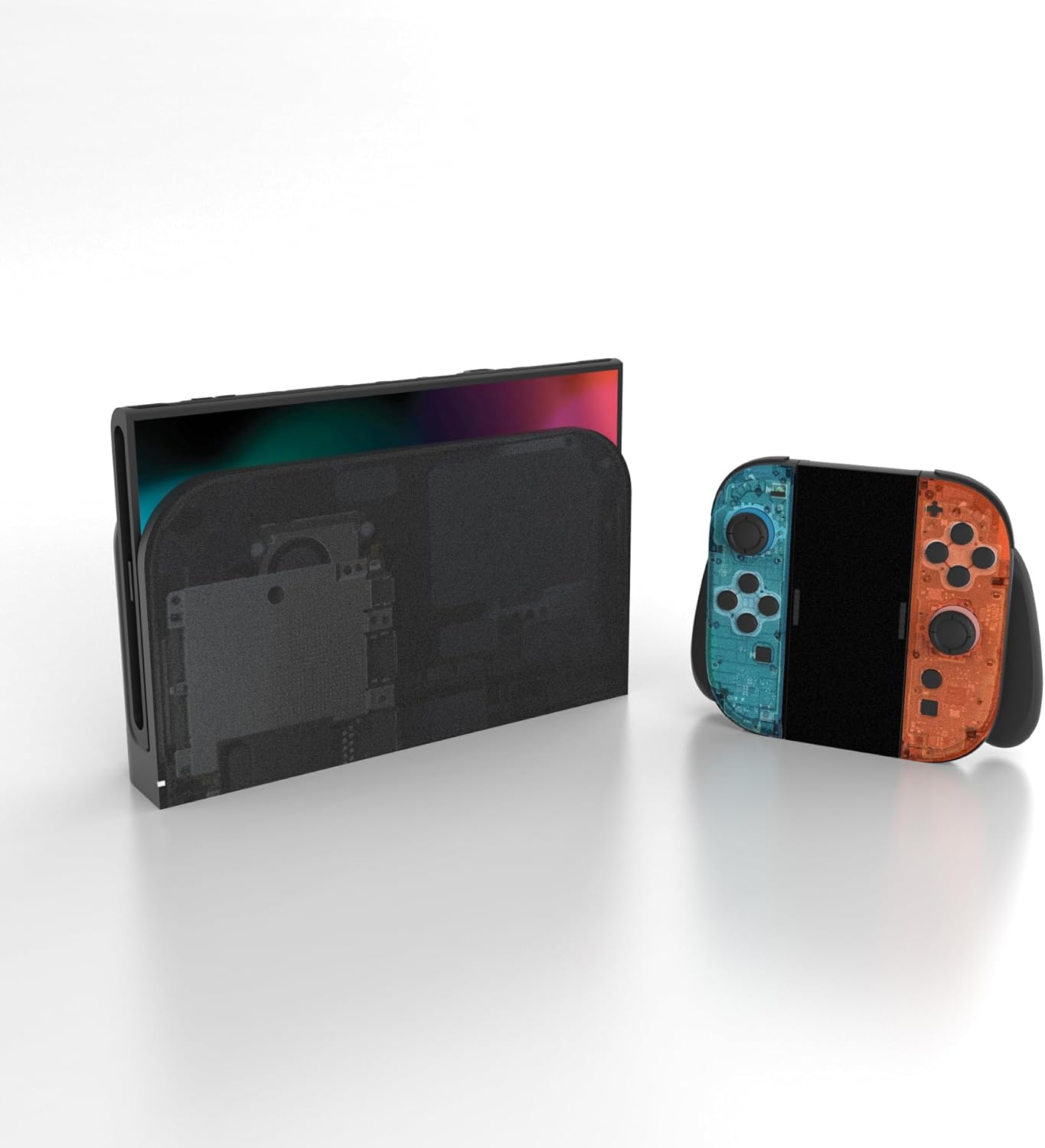 Detalle de PlayVital Full Set Protective Skins for Nintendo Switch 2 — Tear Down Blue & Orange