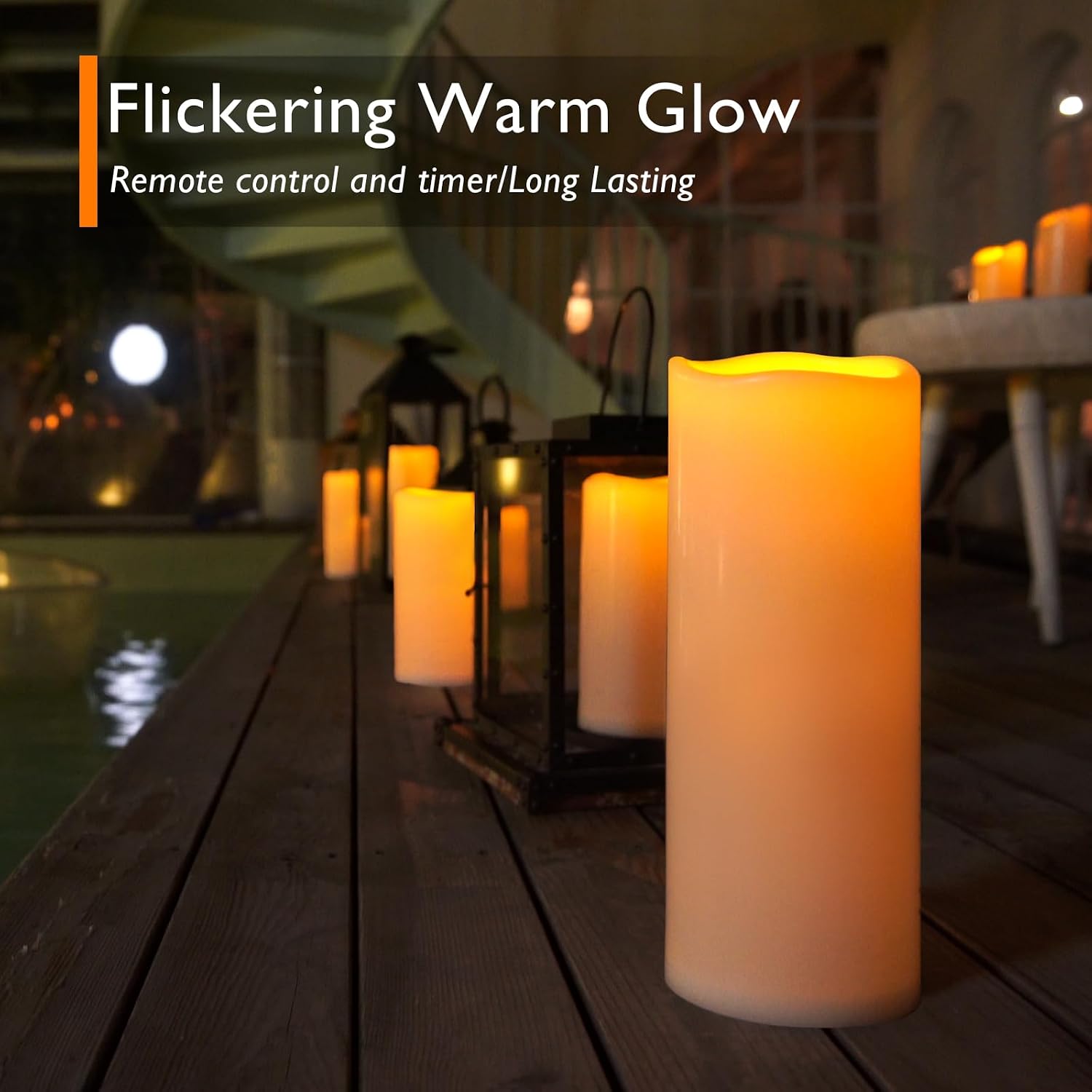 Detalle 2 de Homemory HPILLAR Outdoor Flameless Candles, 12-Inch LED Pillars with Remote