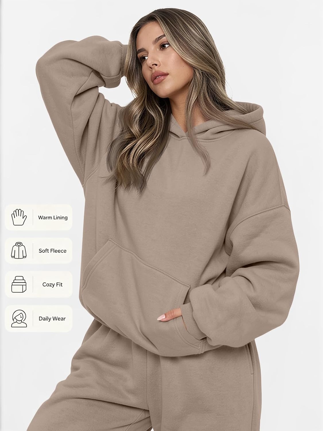 Detalle de AUTOMET Women’s Oversized 2-Piece Lounge Hoodie & Sweatpants Set (Plus Size)
