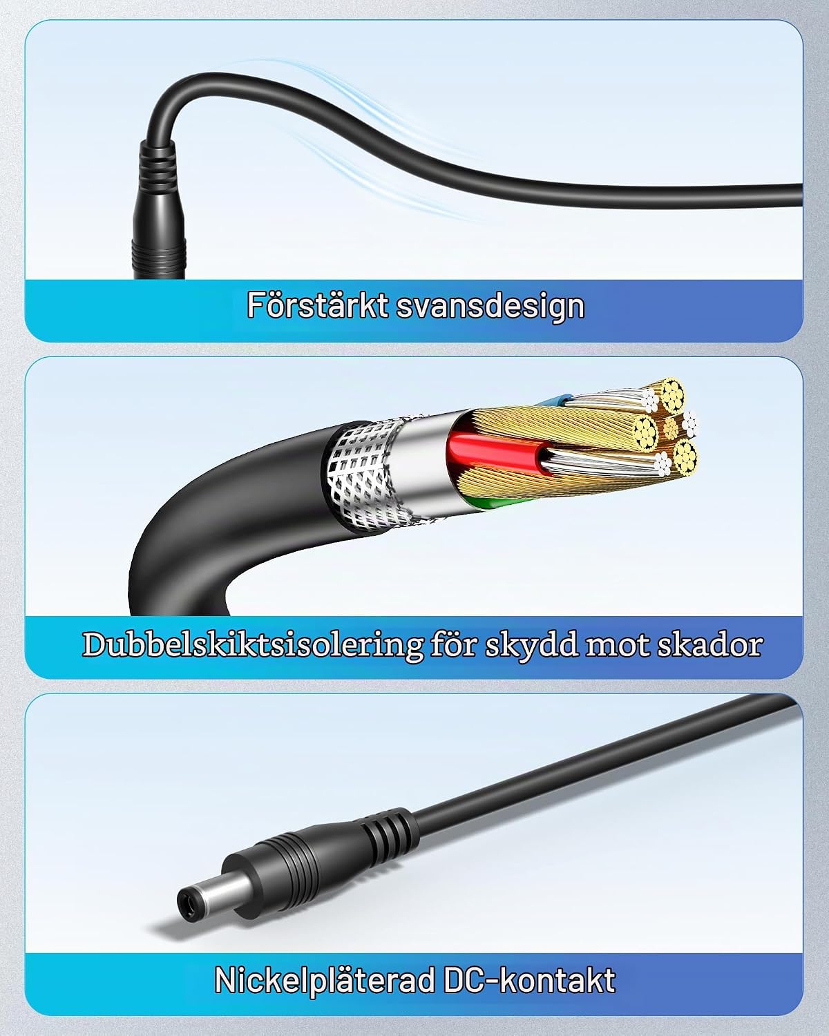 Thumbnail 5 de Sanicata 10 m DC-förlängningskabel, 12 V, 5,5 × 2,1 mm, hona till hane