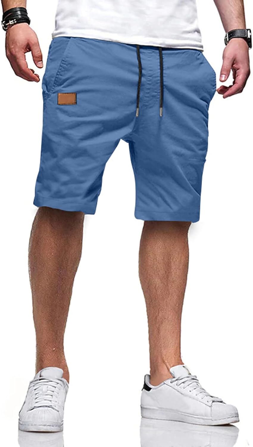 Thumbnail 3 de JMIERR Mens Casual Shorts - Cotton Drawstring Twill, Breathable Stretch for Golf & Everyday Wear