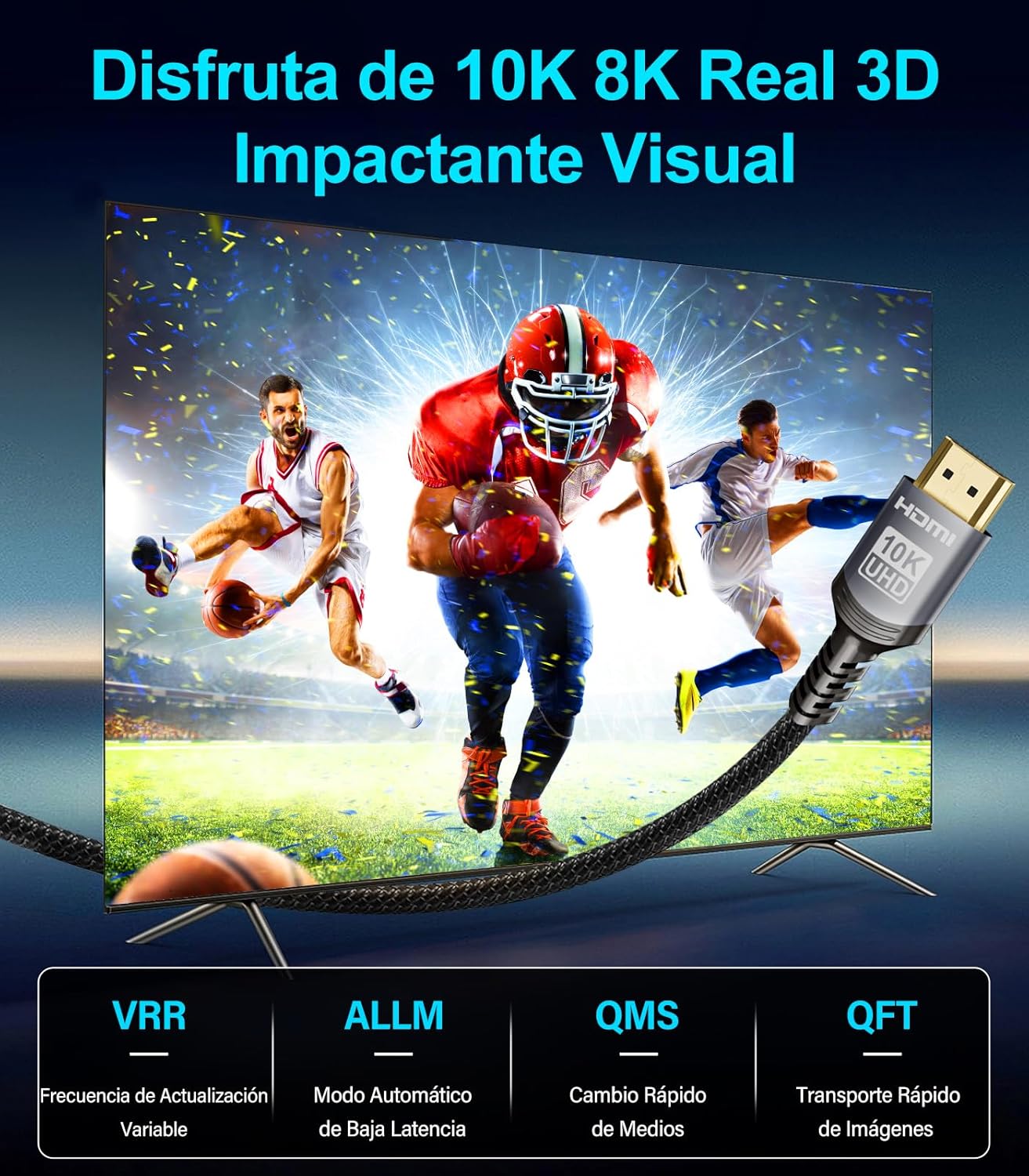 Thumbnail 4 de Sniokco 10K Cable HDMI 2.1 48Gbps 2,5 m