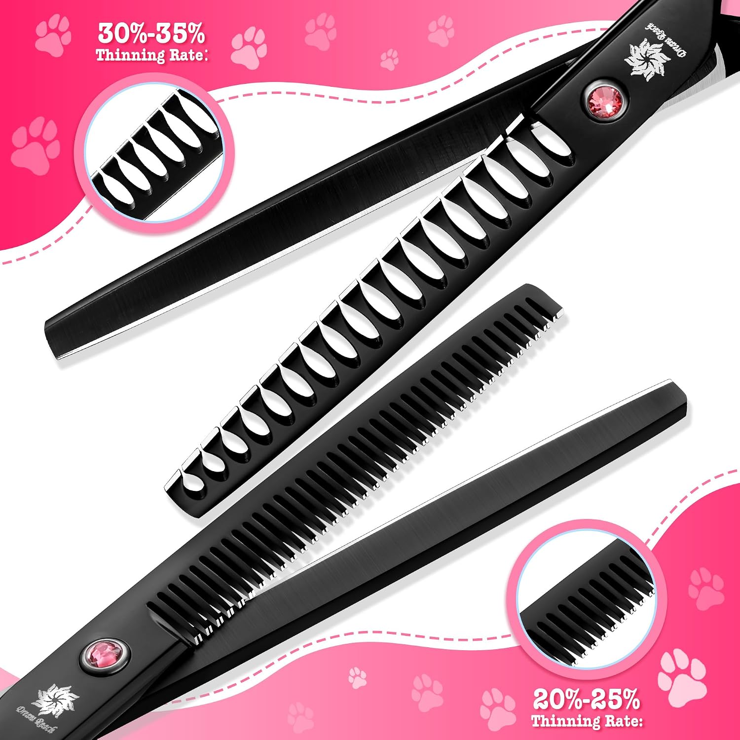 Detalle de Dream Reach 7" Dog Grooming Scissors Kit (6CR stainless steel, 6 in 1 set) – Pink